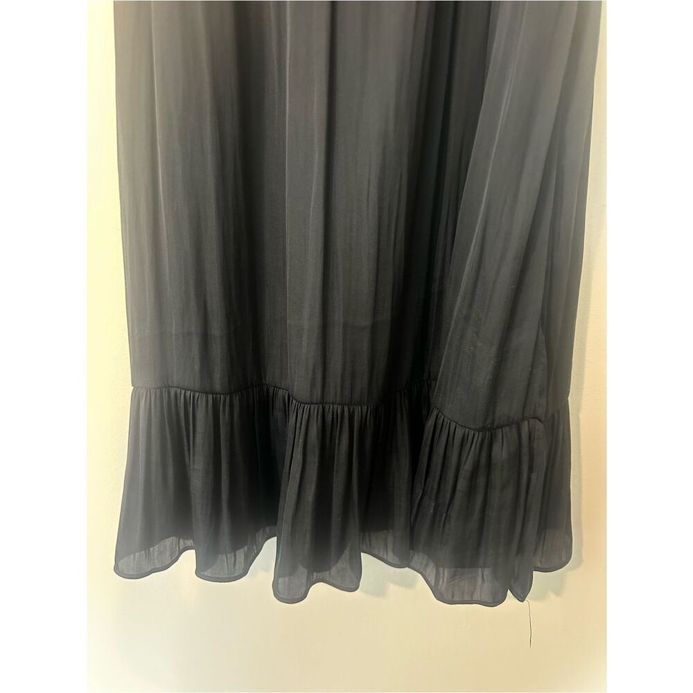 Banana Republic Black Semi-sheer Pleated Midi Length Dress 4 - Picture 3 of 6